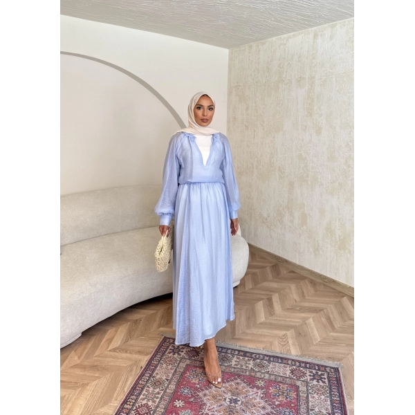 Maysa Tül Etekli Takım - Mavi