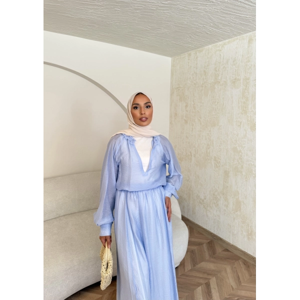 Maysa Tül Etekli Takım - Mavi