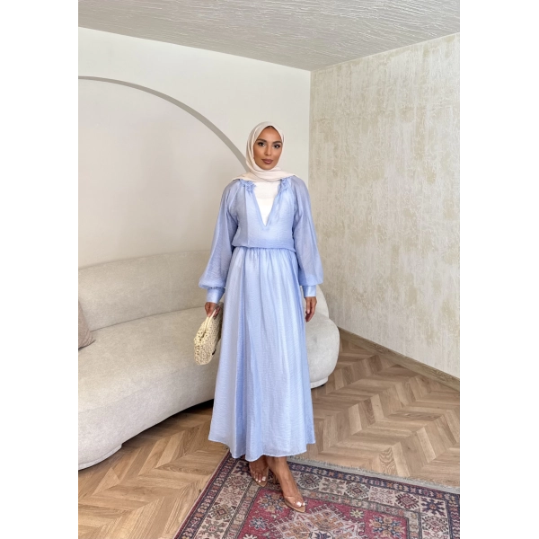 Maysa Tül Etekli Takım - Mavi