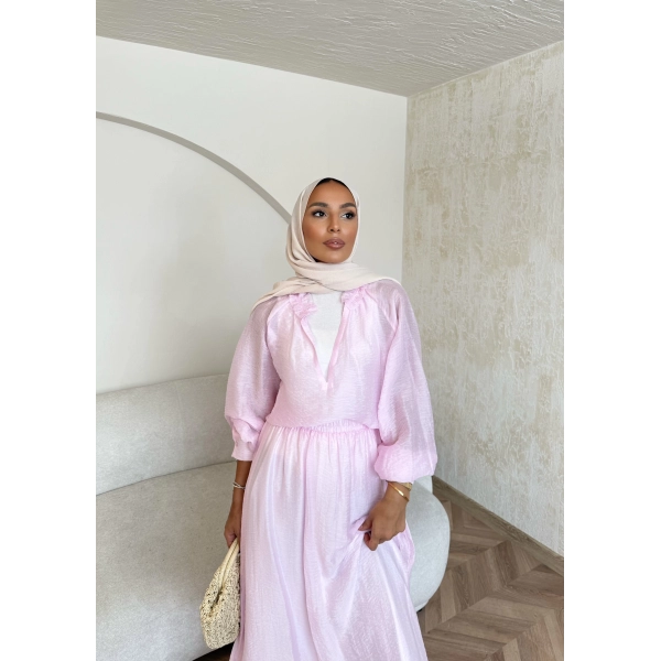 Maysa Tül Etekli Takım - Pembe