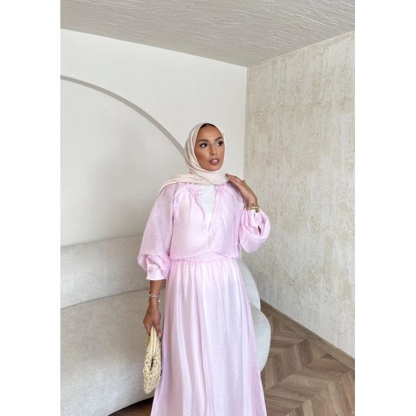 Maysa Tül Etekli Takım - Pembe