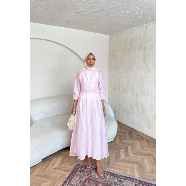 Maysa Tül Etekli Takım - Pembe