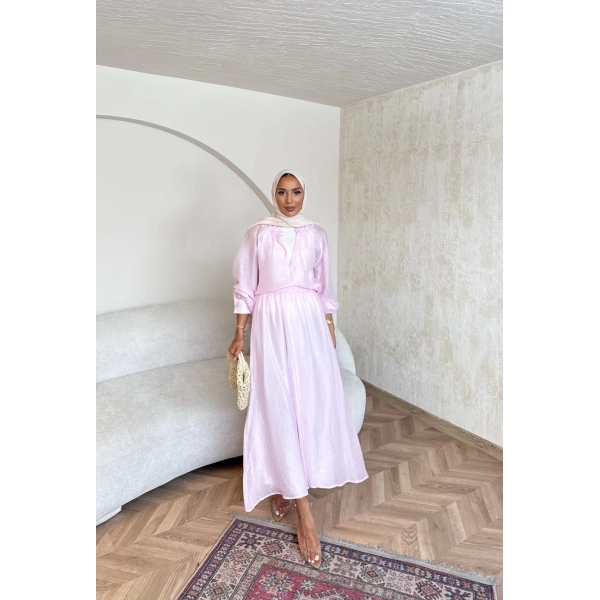 Maysa Tül Etekli Takım - Pembe