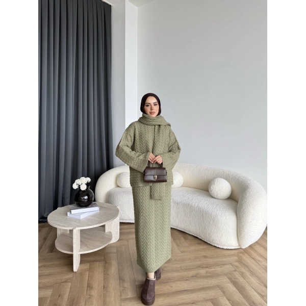 Mb - Atkı Örgü Etekli Takım - Yeşil