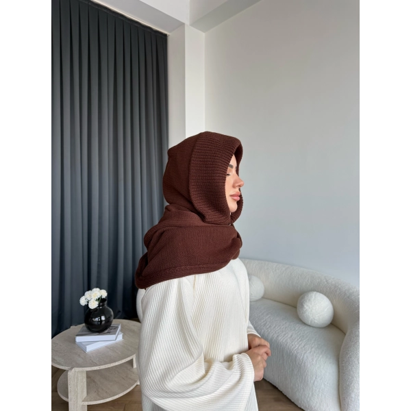 Mb - Balaklava Kapişonlu Bere - Acı Kahve