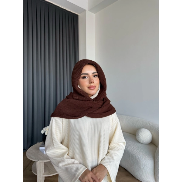 Mb - Balaklava Kapişonlu Bere - Acı Kahve