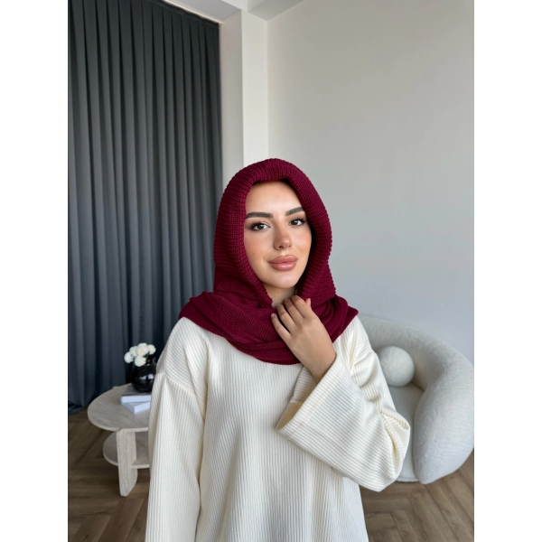 Mb - Balaklava Kapişonlu Bere - Bordo