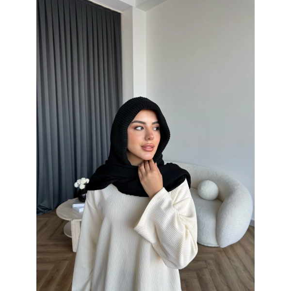 Mb - Balaklava Kapişonlu Bere - Siyah