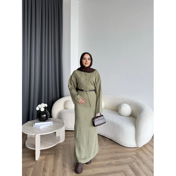 Mb - Elenar Etekli Triko Takım - Yeşil