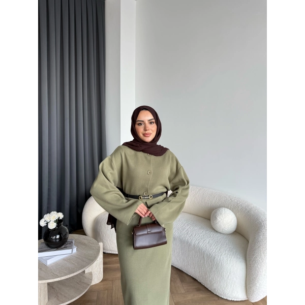 Mb - Elenar Etekli Triko Takım - Yeşil