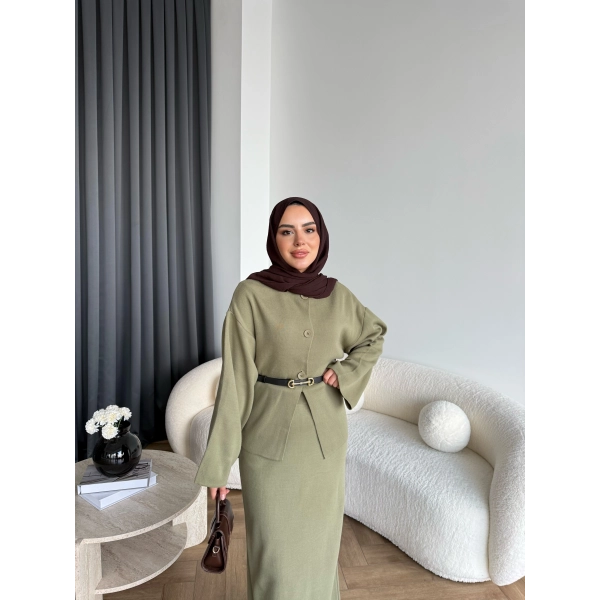 Mb - Elenar Etekli Triko Takım - Yeşil