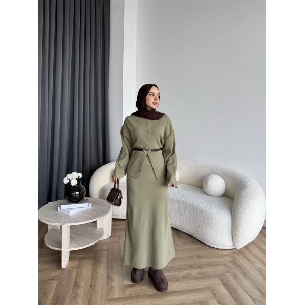 Mb - Elenar Etekli Triko Takım - Yeşil