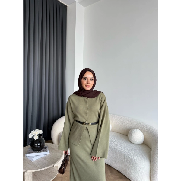 Mb - Elenar Etekli Triko Takım - Yeşil