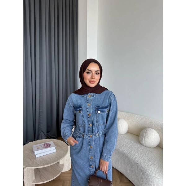 Melsa Kot Elbise - Açık Mavi