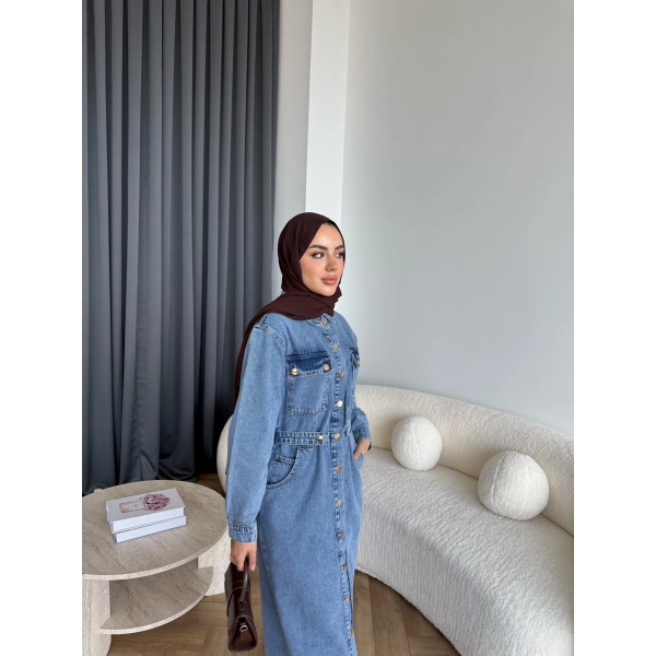 Melsa Kot Elbise - Açık Mavi