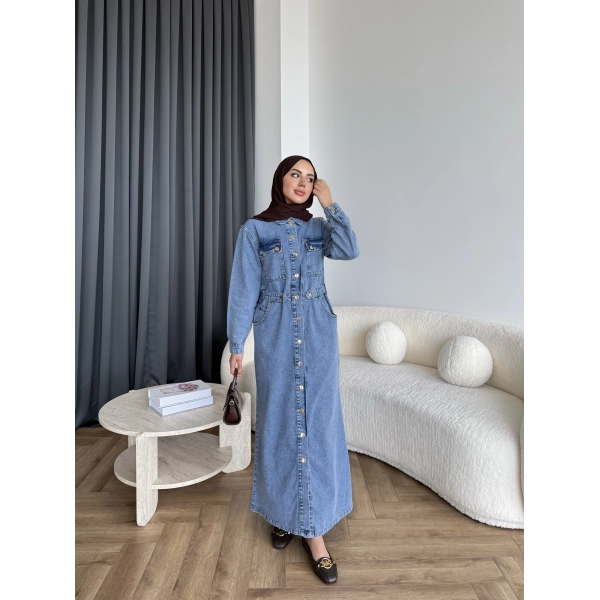 Melsa Kot Elbise - Açık Mavi