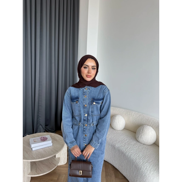 Melsa Kot Elbise - Açık Mavi