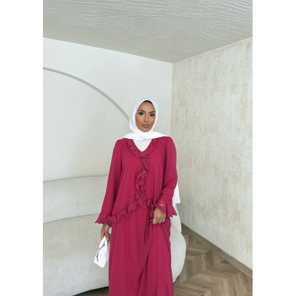 Meslen Şifon Elbise - Pembe