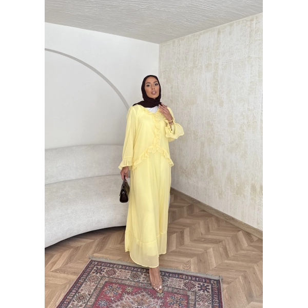 Meslen Şifon Elbise - Sarı