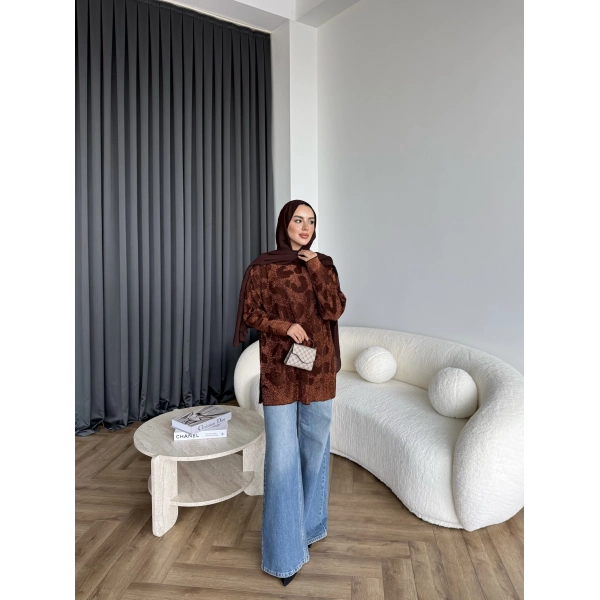 Miya Desenli Kazak - Acı Kahve