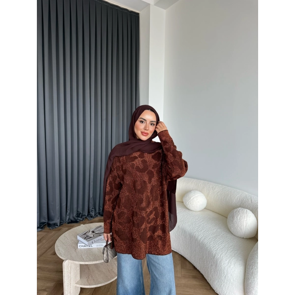 Miya Desenli Kazak - Acı Kahve