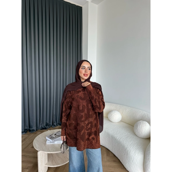 Miya Desenli Kazak - Acı Kahve