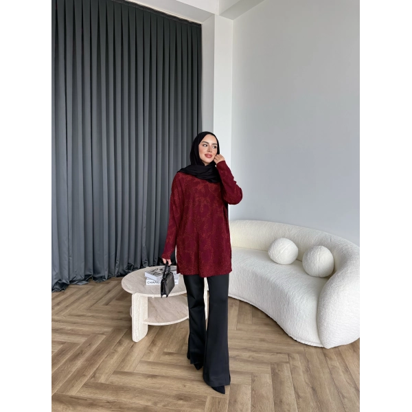 Miya Desenli Kazak - Bordo