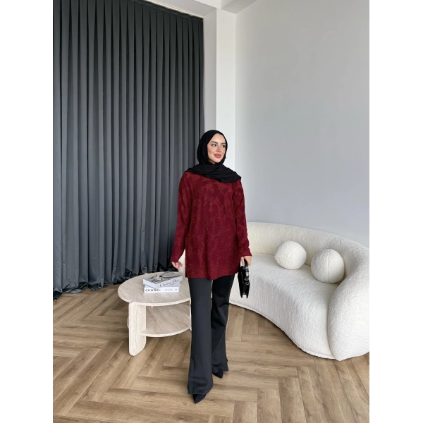 Miya Desenli Kazak - Bordo