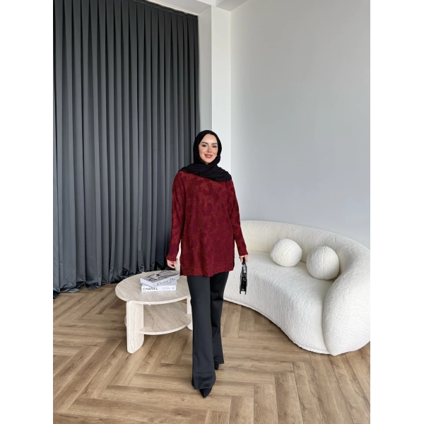 Miya Desenli Kazak - Bordo