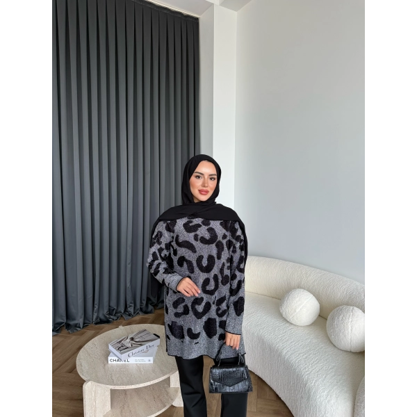 Miya Desenli Kazak - Siyah