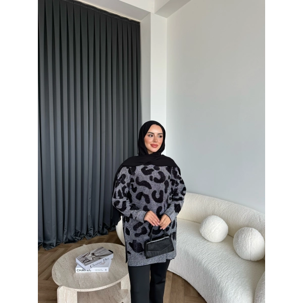 Miya Desenli Kazak - Siyah