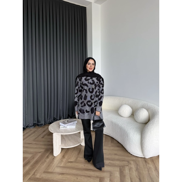 Miya Desenli Kazak - Siyah