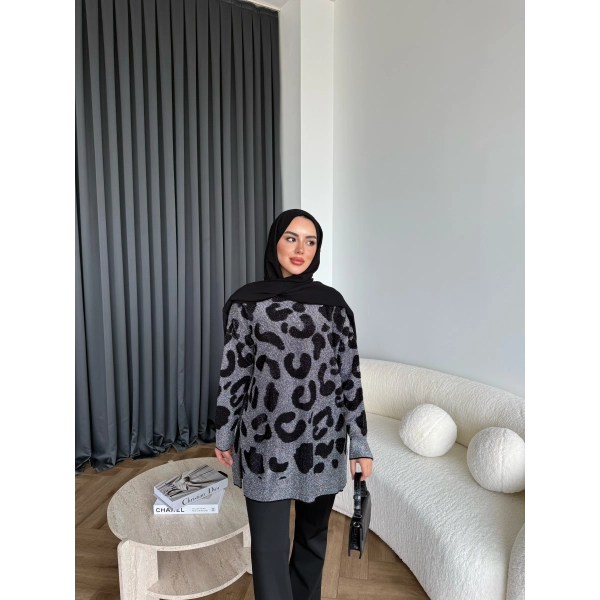 Miya Desenli Kazak - Siyah