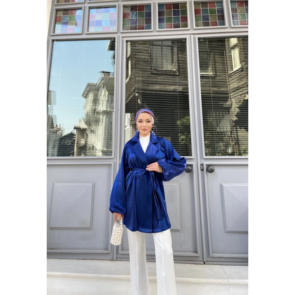 Moonlight Bağlamalı Ceket - Lacivert