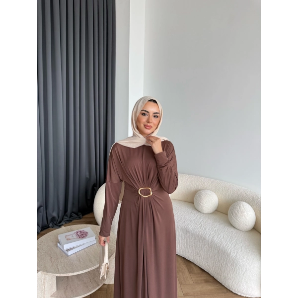 Nisa Sandy Elbise - Kahve