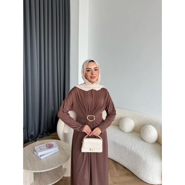 Nisa Sandy Elbise - Kahve