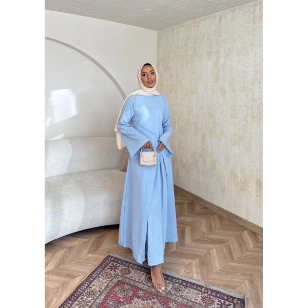 Noir Keten Elbise - Mavi