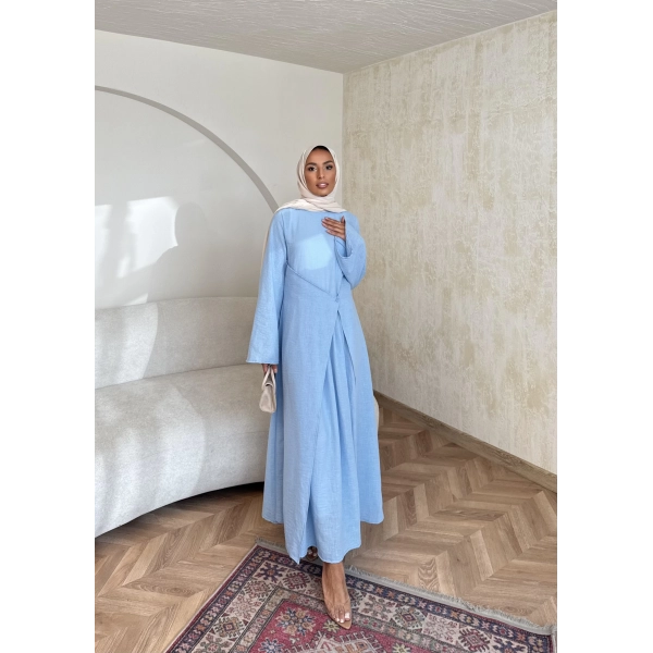 Noir Keten Elbise - Mavi