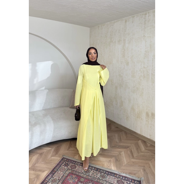 Noir Keten Elbise - Sarı