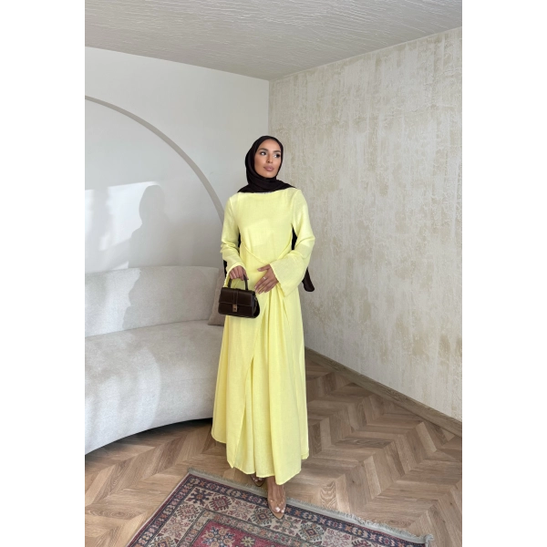 Noir Keten Elbise - Sarı