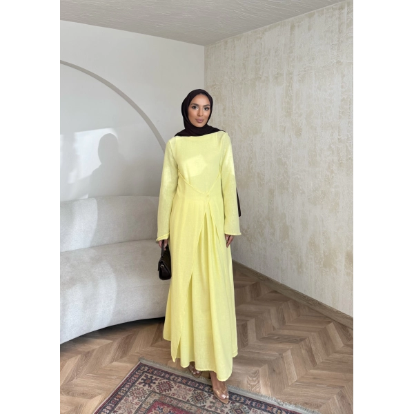 Noir Keten Elbise - Sarı