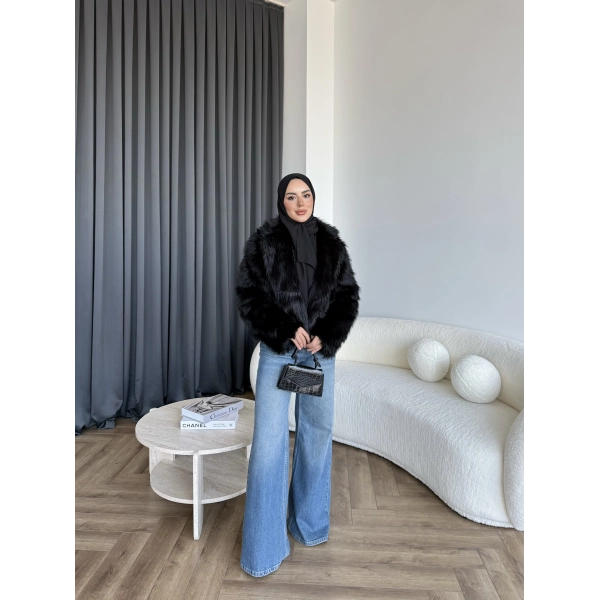 Olesa Kürk Mont - Siyah