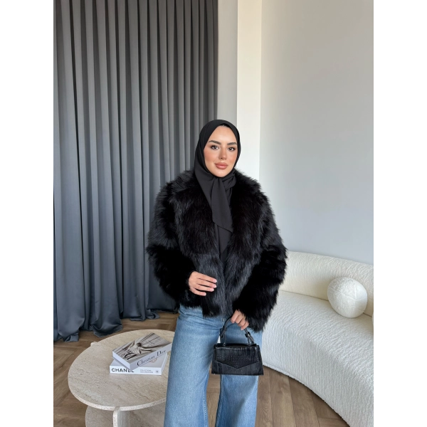 Olesa Kürk Mont - Siyah