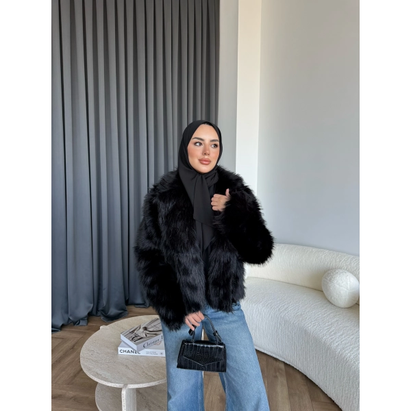 Olesa Kürk Mont - Siyah