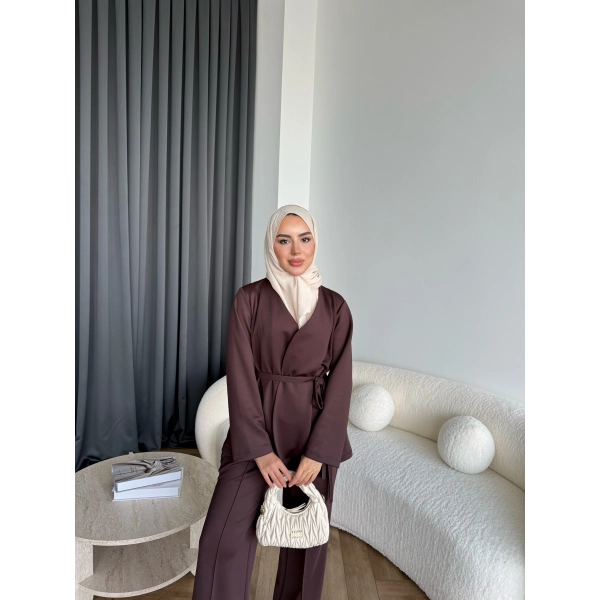 Oliva Yan Bağlamalı Scuba Takım - Kahve