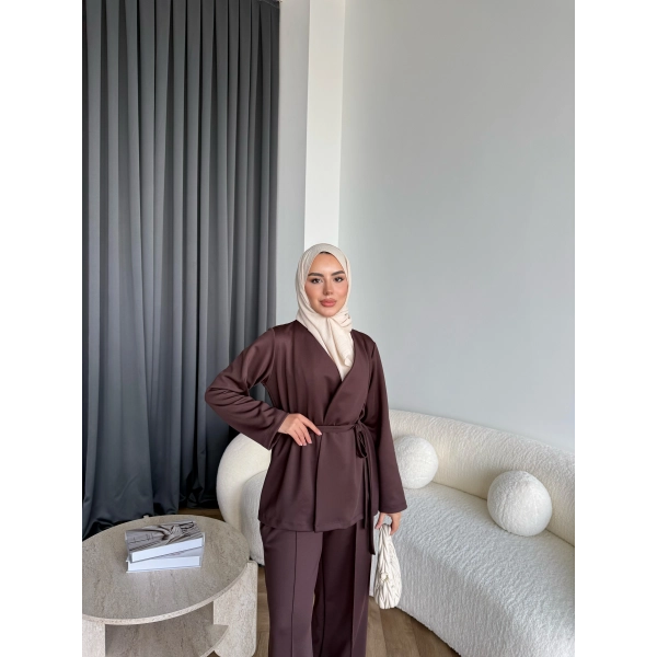 Oliva Yan Bağlamalı Scuba Takım - Kahve