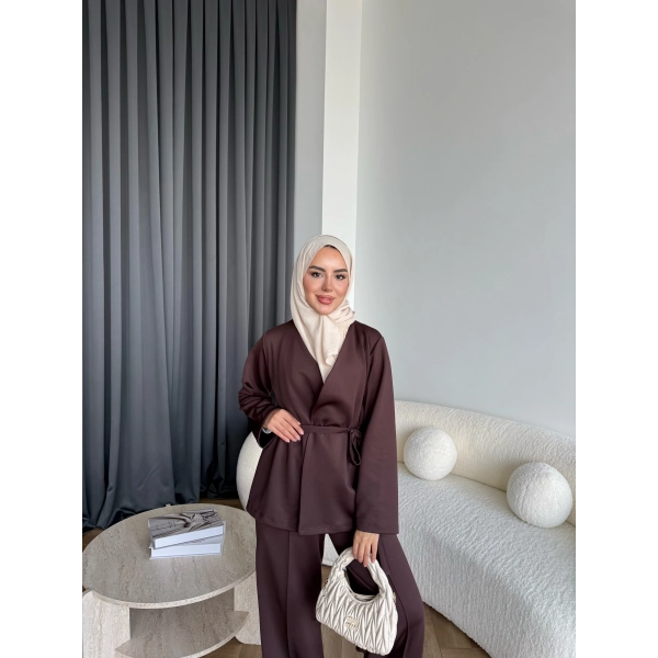 Oliva Yan Bağlamalı Scuba Takım - Kahve