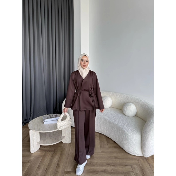 Oliva Yan Bağlamalı Scuba Takım - Kahve