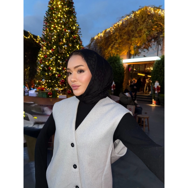 Önü Çapraz Düğmeli Yelek - Gri