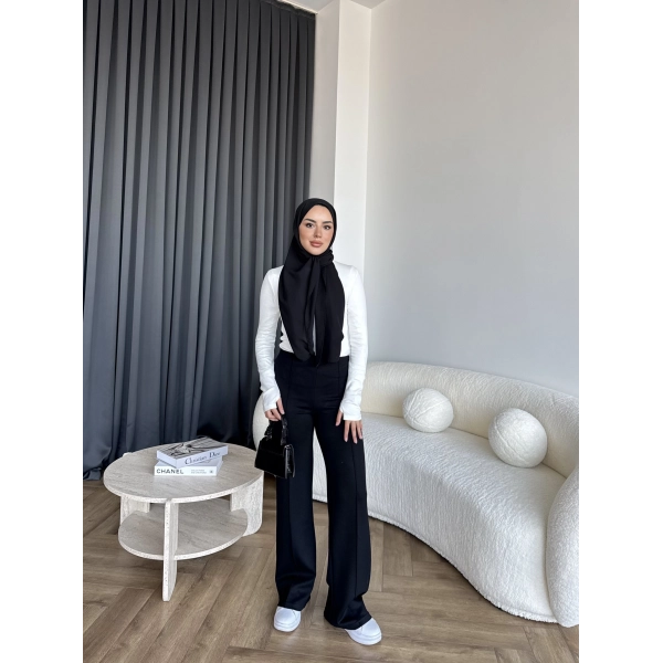 Oysh Kumaş Pantolon - Siyah